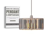 Modern Light Shade with Clear Acrylic Crystals 30cm x 15cm, Lampshades for Ceiling Lights, Reducer Rings Pendant Light Shade, Lamp Shades for Bedroom, Living Room, Kitchen, Hallway