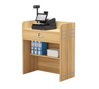 Modern Light Walnut Desk with Cable Management Lockable Drawer Cash Register Table for Hair Salons Beauty Shops and Home Office Furniture
