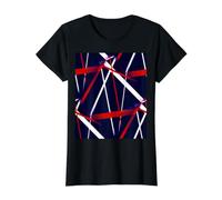 Modern Line Urban Geometry Blue White Red Value Graphic T-Shirt, Women, Black, S