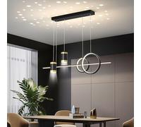 Modern Linear Led Pendant Light,dimmable With Spotlights,adjustable Hanging Light Fixture For Kitchen Island,ceiling Star Sky Projection Dining Table Bedroom(39, Black)