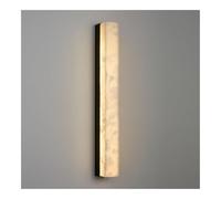 Modern Linear LED Wall Sconce, Natural Marble Copper Wall Light Fixture, Alabaster Wall Lamp Sconces for Living Room Decor, Indoor Wall Washer