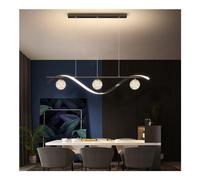 Modern Linear Pendant Light 30W Geometric LED Chandelier with Simple Metal Ceiling Hanging Lamps Gypsophila Glass Shade Compatible with Dining Room Kitchen Island Office(Noir,Tricolor dimming)