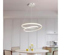 Modern Linear Pendant Light Fixture with Dimmable LED and 3 Color Options for Ceiling Lighting in Living Room, Kitchen, and Dining Areas