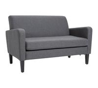 Modern Linen 2 Seater Sofa Loveseat Curved Arms Wooden Legs Grey Upholstered