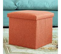 Modern Linen Storage Cube Ottoman with Memory Foam Padding Foldable Square Footstool Seat for Living Room Grey Color Space Saving Design 15in Square Storage Ottoman
