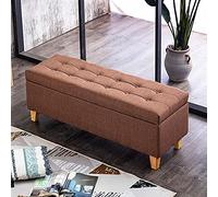 Modern Linen Upholstered Footrest Bench for Living Room & Bedroom Stylish Storage Ottoman & Shoe Changing Stool Light Brown Entryway Seat - 100x40x45cm (39x16x18inch)