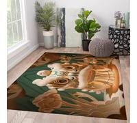 Modern Lion Dance Area Rug 60x90cm Chinese Style Creative Cultural Art Pattern Thin Floor Mats for Living Room Hallway Washable Non Slip