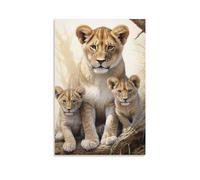 Modern Lion Family Printed Canvas Posters Nature Wild Animals Pictures Wall Decor for Living Rooms Bedroom Wall Art
