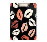 Modern Lips Pattern Black Smart clipboard Transparent for Clip Board Teacher Size 9 x 12.5 Tabla para escribir Silver Hold