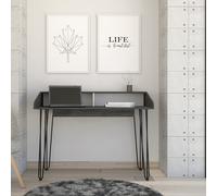 Modern Living Home Office Desk, White and Grey Oak Effect, Large Design