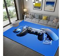 Modern Living Room Bedroom Area Rugs Non-slip Gamepad 3D Watercolor Graffiti Splashes Game Console Gray Flannel Soft Children's and Adolescent Room Carpet Indoor Door Mat (Blue,120 x 160 cm)