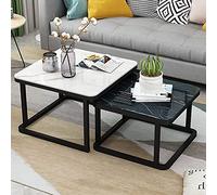 Modern Living Room coffe table Nesting Coffee Table,Modern Accent Nesting Table Set Of 2,Simple Style Side End Table,Tempered Glass Square Design Robust Steel Frame,for Living Room Office Ba