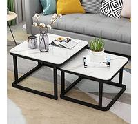 Modern Living Room coffe table Nesting Coffee Table,Modern Accent Nesting Table Set Of 2,Simple Style Side End Table,Tempered Glass Square Design Robust Steel Frame,for Living Room Office Ba