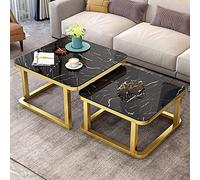 Modern Living Room coffe table Nesting Coffee Table,Modern Accent Nesting Table Set Of 2,Simple Style Side End Table,Tempered Glass Square Design Robust Steel Frame,for Living Room Office Ba