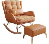 Modern Living Room Reclining Rocking Chair with Foot Stool and Soft Sleeper Armchair Perfect for Bedroom Lounge Balcony and Reading Area Orange B