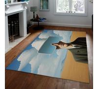 Modern Living Room Rug 160x230cm Traditional Suit Man Rugs 160x230cm Non Slip Large Area Carpet Blue Sky White Clouds Foldable Carpets for Patio