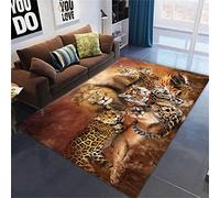 Modern Living Room Rug Panda Leopard Tiger Lion 3D Printed Area Rug Flannel Bedroom Rug Decoration Men Boys Room Game Floor Mat Anti-Slip Kitchen Bathroom Rug Pad Door Mat (Multi 4,80 x 120 cm)