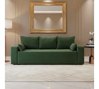 Modern Livorno Sofa Bed With Storage Upholstered Sleeper Sofa Wooden Legs Foam And Wave Springs Green