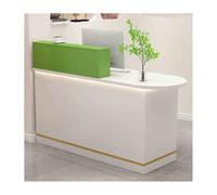 Modern Lockable Reception Desk - White & Green Retail Counter for Salons & Clothing Stores - Versatile 80cm Right-Oriented Design for Stylish Customer Service