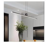 Modern Long Strip Led Lamp Compatible with Dining Table Minimalist Indoor Lighting Bar Island Restaurant Black Colorlamp Home Decor,Led Chandeliers/Warm White No Remote/L150Cm Black