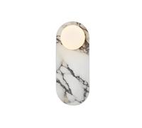 Modern Long Strip Marble Wall Sconce, Oval Shaped Contemporary Wall Light Indoor Lighting Fixture, Living Room Bedroom Hallway Alabaster Stone Wall Lamps - G4 Socket