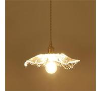 Modern Lotus Leaf Pendant Light, Nordic Pattern Glass Chandelier, Drop Ceiling Shade Hanging Lamp for Kitchen Island, Dining Room, Bedroom & Cafe