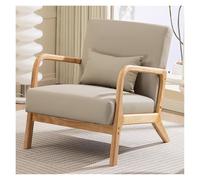 Modern Lounge Chair with Cushions Comfortable Reading Armchair Chair with Wooden Frame for Living Room Farmhouse Style (Gray)