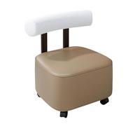 Modern Low Back Bench Portable Leather Padded Stool with Rolling Casters Stylish Tea Table for Living Room & Entryway Khaki Shoe Storage Solution