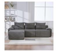 Modern LShaped Modular Sofa 3Seater Corduroy Corner Sofa with Curved Design Stylish Living Room Furniture Includes rage Ottoman (Dark Gray)