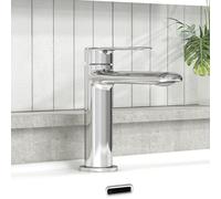 Modern Luxe Square Mono Basin Chrome Mixer Tap Stylish Design Deck Mounted Single Lever Bathroom Sink Tap