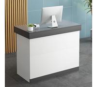 Modern Luxurious Small Reception Desk with Lockable Drawer, Open Shelves Ideal for Salon, Office Checkout Front Counter Table for Reception Room Stylish and Functional