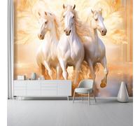 Modern Luxury Animal Horse Portrait Photo Wallpaper Mural - Wall Non-Woven Wallpaper for Living Room Bedroom, Indoor Light Yellow Wall Painting for Tv Backdrop Kids Room 300 x 210 cm (W x H)