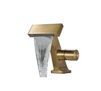 Modern Luxury Basin Faucet Bathroom Washbasin Golden Copper Waterfall Faucets Hot and Cold Mixer Sink Tap Crane(Antique,G9/16)