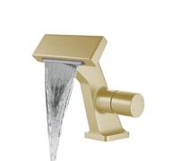 Modern Luxury Basin Faucet Bathroom Washbasin Golden Copper Waterfall Faucets Hot and Cold Mixer Sink Tap Crane(Brushed Gold,G9/16)