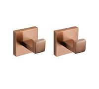 Modern Luxury Brushed Rose Gold Bathroom Accessories Set - Square Design Toilet Paper Holder, Towel Bar, Robe Hook & 50cm Towel Rack - Elegant 2 Piece Decor