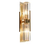 Modern Luxury Crystal Wall Lamp 2-Light Gold Wall Light Elegant Wall Sconce Bedside Night Lamp for Bedroom Bathroom Living Room Hallway (2 Lights(10cm))