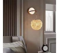 Modern Luxury Crystal Wall Lamp LED Fashion Art Living Room Bedroom Bedside Lamp Villa Hotel Study Staircase Corridor Light (Style 38 B D12CM)