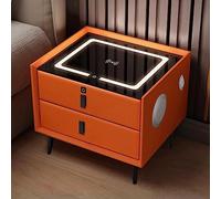 Modern Luxury LED Smart Nightstand with Wireless Charging Bluetooth Speaker Fingerprint LockStylish TechSavvy Bedside Table for Bedrooms & Modern Decor