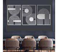Modern Luxury Metal Wall Art Set of 3, Abstract Geometric Sculpture for Living Room Decoration, Unique Housewarming Gifts