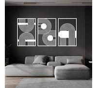 Modern Luxury Metal Wall Art Set of 3, Abstract Geometric Sculpture for Living Room Decoration, Unique Housewarming Gifts