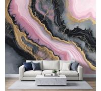 Modern Luxury Photo Mural Wallpaper 500W x 280H cm, Durable Abstract Art Wave Marble Texture Wall Art for Living Room Office Nursery Playroom - Tear-Resistant Pink Wallpaper Wall Poster Decor