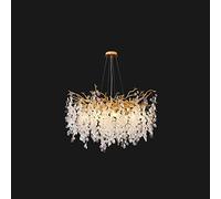 Modern Luxury Round Crystal ChandelierElegant American European French Style Flush Mount Glass Lighting Fixture for Living Room Bedroom Foyer Dining Room Decor
