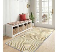Modern Luxury Runner Rug for Entryway 60 x 150 cm Long Carpet, Art Deco Geometric Honeycomb Grid Maze Rug Runners Bedroom Floor - Washable Non Shedding White Carpets for Hallway Kitchen
