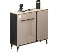 Modern Luxury Shoe Cabinet with Tempered Glass Countertop, Storage Cabinet with Drawers and Doors, Shoe Rack Organizer