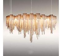 Modern Luxury Tassel Led Chandelier Silver Gold Aluminum Chain G9 Chandelier Lamp Lustre Design Hang lamp (Emitting Color : Warm White Size : Gold)