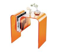 Modern M Shaped Acrylic Side Table with Storage, Clear Accent Coffee Table & Magazine Holder, Multifunctional Small Nightstand for Living Room, Bedroom, Patio & Office