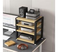 Modern Ma Stand with 4 Shelves for o Video Sto Entertainment Center Rack Shock Absing Feet Black AV Cabinet for Ste Conents Cact 17.7"x13"x18.8"