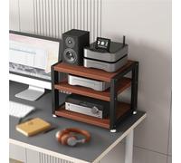 Modern Ma Stand with 4 Shelves for TV o & Video Sto Entertainment Cabinet Ste Conent Rack Shock Absing Feet Black & Teak 15.7x13x13.9in