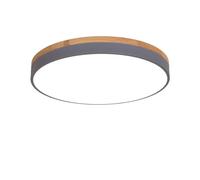 Modern Macaron LED Ceiling Light Ultra Thin Round Flush Mount Lamp for Kids' Bedroom, Kitchen, Balcony 50CM, 36W, Grey, Stepless Dimming, Stylish Wood Design