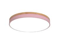 Modern Macaron LED Ceiling Light Ultra Thin Round Wooden Flush Mount Lamp for Kids' Bedroom, Kitchen, Balcony 50CM, 36W, Pink, Stepless Dimming Feature